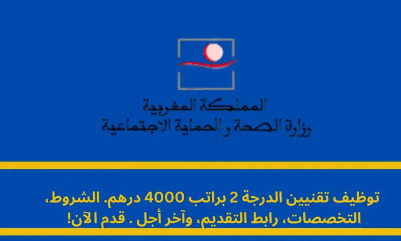 الاعلان عن وظائف بوزارة الصحة المغربية 2025: دليل التقديم الشامل للتقنيين من الدرجة الثانية 1 الاعلان عن وظائف بوزارة الصحة المغربية